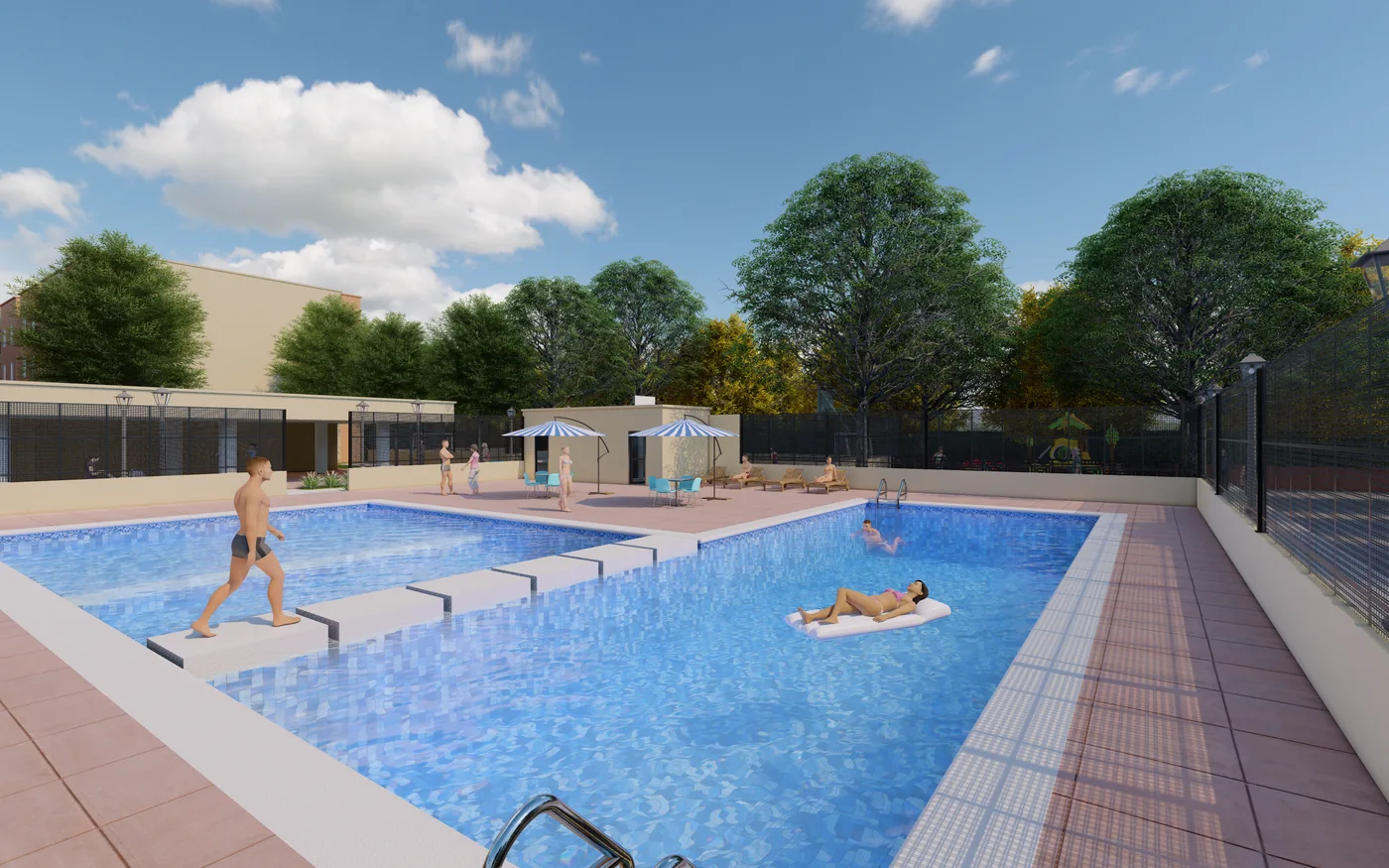 Piscina y zona de descanso