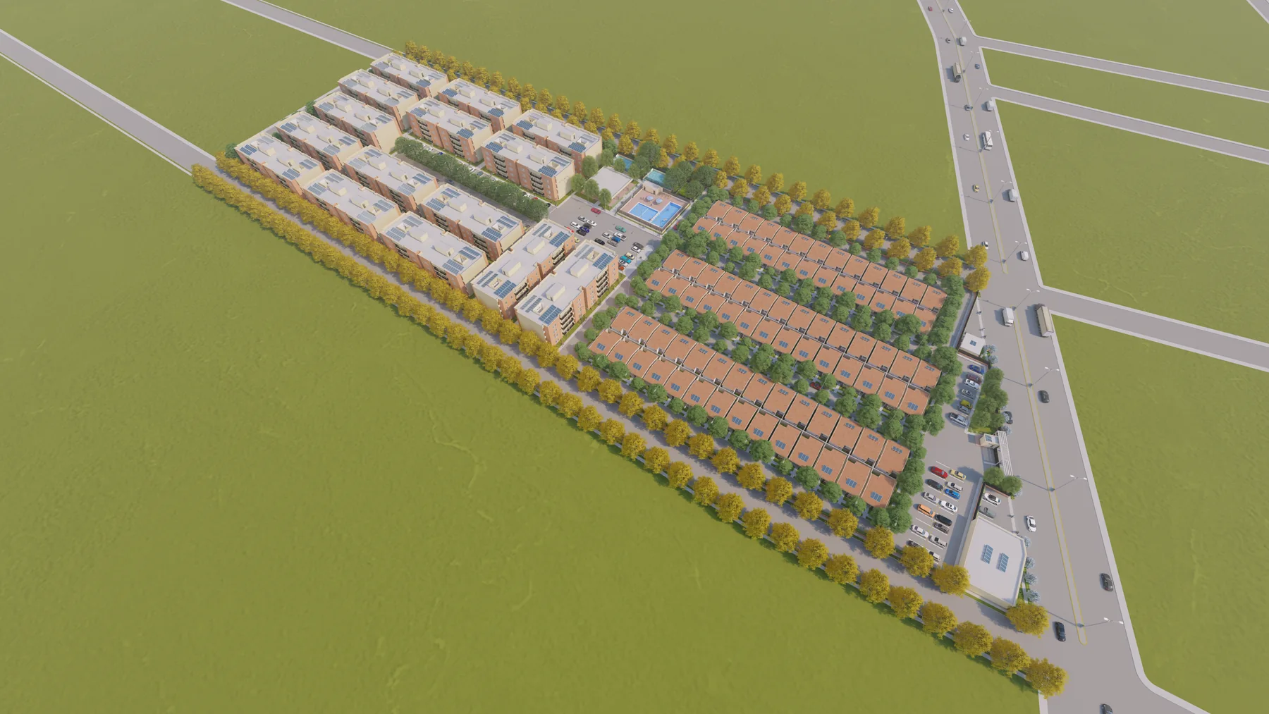 Vista aérea general del proyecto Monte Olimpo